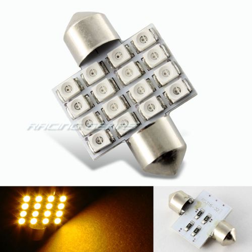 1x 34mm 16 smd amber led panel interior replacement dome light lamp festoon bulb
