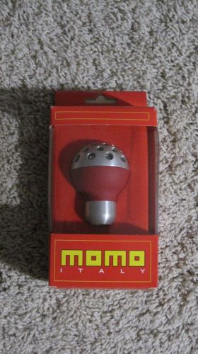 Genuine momo red leather &amp; aluminum shift knob - mib imported from italy