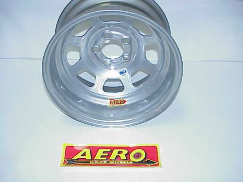Aero silver 5 x 4-1/2&#034; bp wheel 15&#034;x 8&#034; imca sticker 2&#034; offset 52-084520 w5