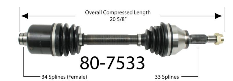 Empi 80-7533 new constant velocity premium cv half shaft drive axle assembly