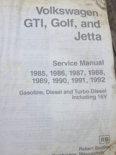 Volkswagen gti golf jetta service manual 1985-1992 bentley factory
