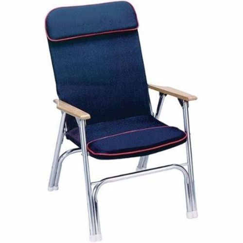 Seachoice 78511 canvas padded folding deck chair with red piping 38&#034; h marine lc