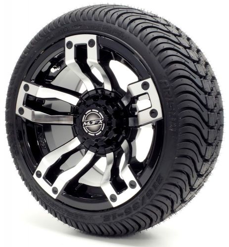 12&#034; madjax velocity machine/black wheel and 215/35-12 cruze golf cart tire combo