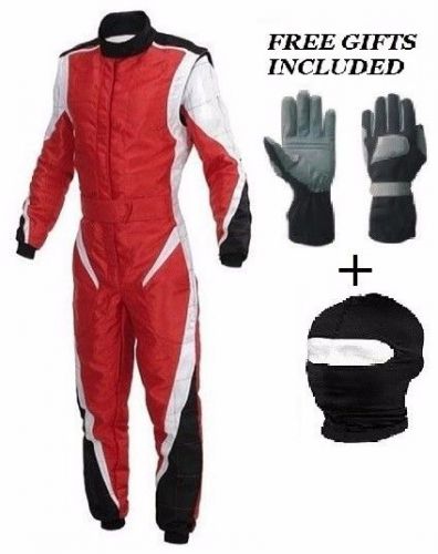 Cik/fia kart racing level 2 suit, go kart overall red/blk/wht with free gifts