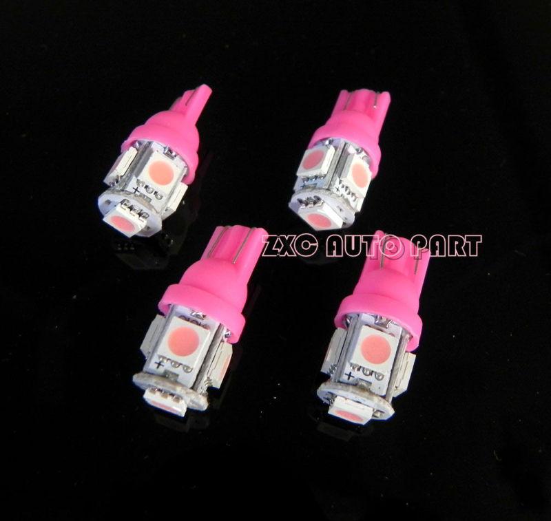 4x pink t10 5smd 5050 xenon side marker 194 168 w5w car led wedge light bulbs 