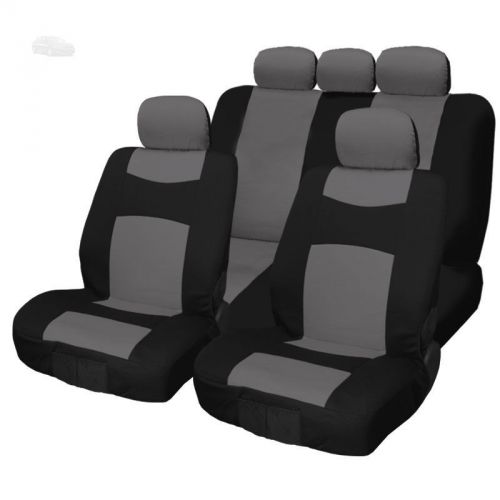 New 9pc flat cloth black and grey front and rear seat covers set for kia