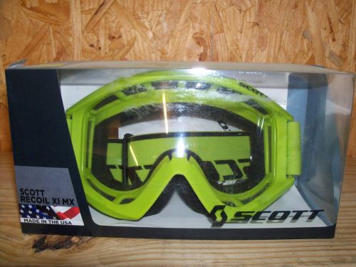 Scott usa recoil xi green adult goggle dirt bike motocross mx atv utv clear lens