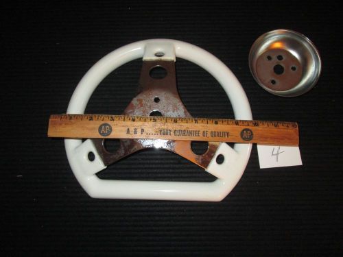 Vintage go-kart white steering wheel with crome plate-new old stock lot #4