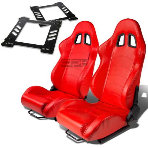 Type-1 racing seat red pvc+silder+for 92-99 bmw e36 3-serise 2-door bracket x2