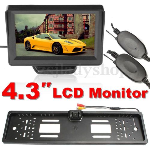 Wireless car 4.3″ lcd monitor + reversing backup rear view license plate camera