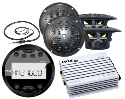 Plmr91ub bluetooth black am fm radio, 4 black 4&#034;speakers, antenna,400w amplifier