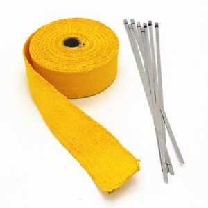 Exhaust pipe header wrap roll 1/16&#034; x 2&#034; x 33&#039; high temperature heat tape yellow