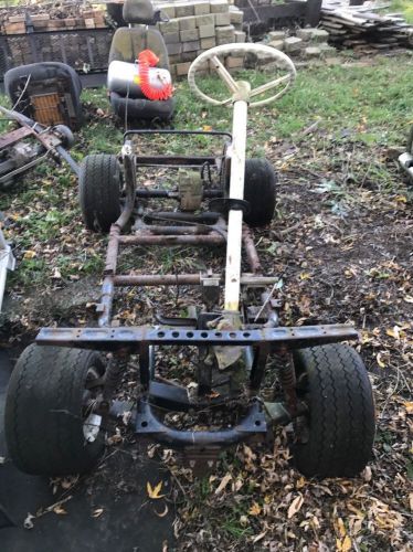 Golf cart frame w tires, pedals and steering wheel solid rolling chassis go kart