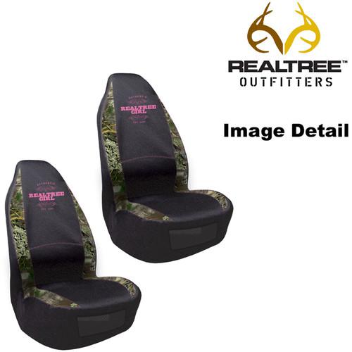 Front car truck suv bucket seat covers - realtree girl pink logo camo - pair