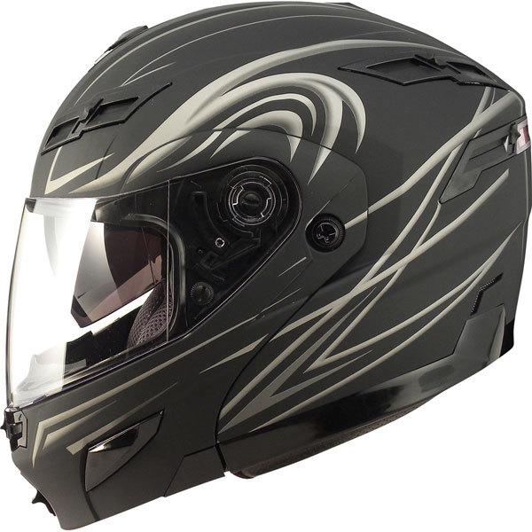 Flat black/silver xxl gmax gm54s derk modular full face helmet