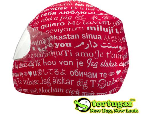 I love you designed by tortugaz for motorcycle full face helmet cover