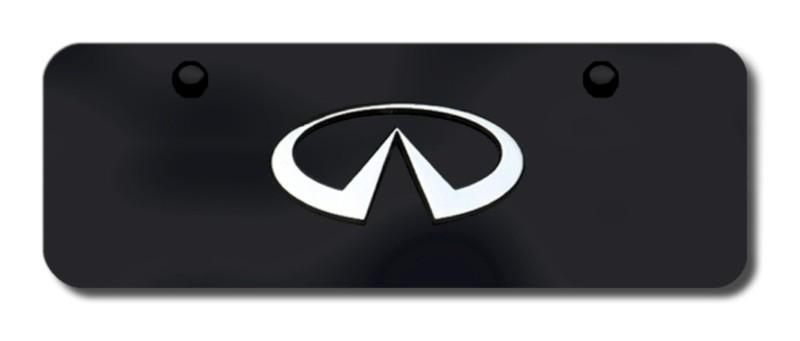 Infiniti logo chrome on black mini-license plate made in usa genuine