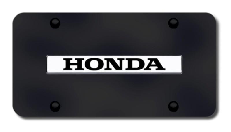 Honda name chrome on black license plate made in usa genuine