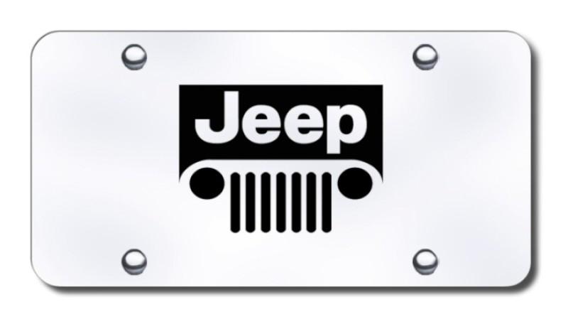 Chrysler jeep grill laser etched brushed stainless license plate made in usa ge