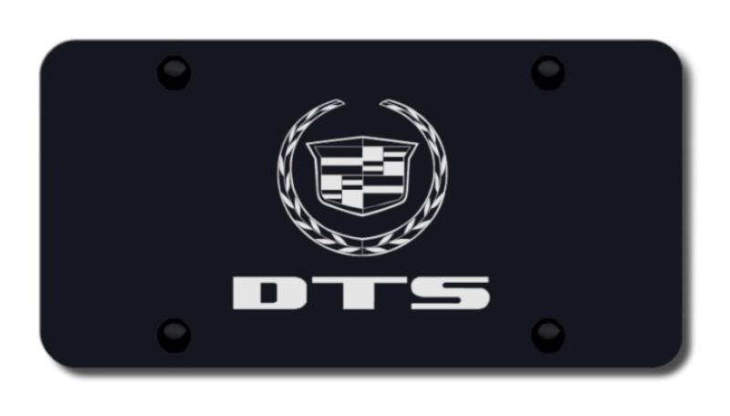 Cadillac dts laser etched black license plate made in usa genuine