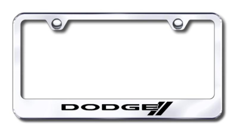 Chrysler dodge stripe logo  engraved chrome license plate frame -metal made in