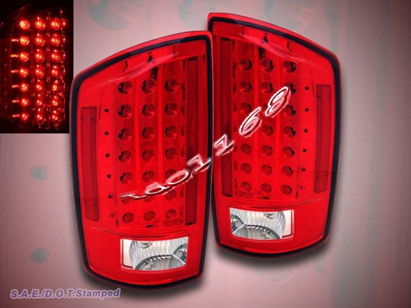 2007-2008 dodge ram 1500 2500 3500 euro red led tail lights lh rh brake lamps