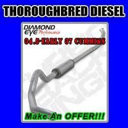 Diamond eye 4" aluminized turbo back single exhaust 04.5-early 07 cummins k4235a