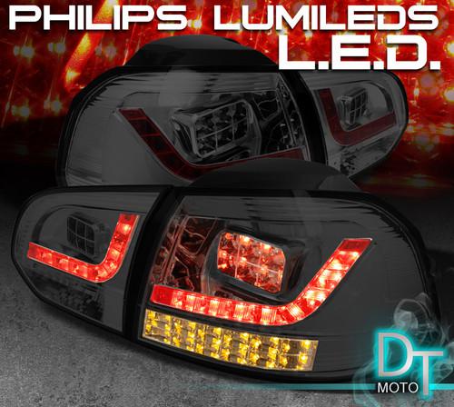 Smoked 10-13 vw golf gti mk6 philips-led perform tail lights w/led signal design