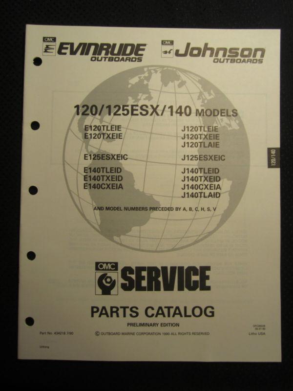 1991 omc evinrude johnson outboard motor 120 125esx 140 hp parts catalog manual