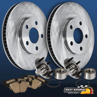 Rear - 2 blank brake rotors 1 set of ceramic pads and hub bearing pair lincoln