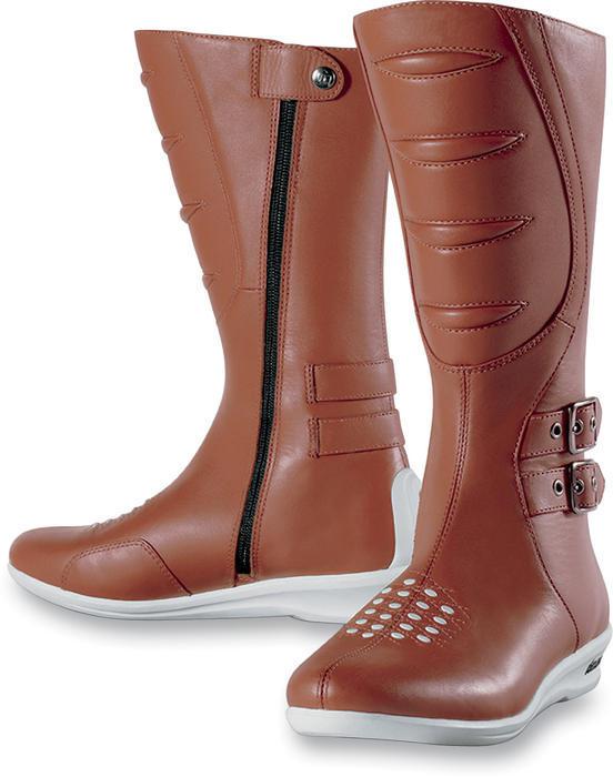Icon sacred tall leather motorcycle boots brown women's 8.5 us