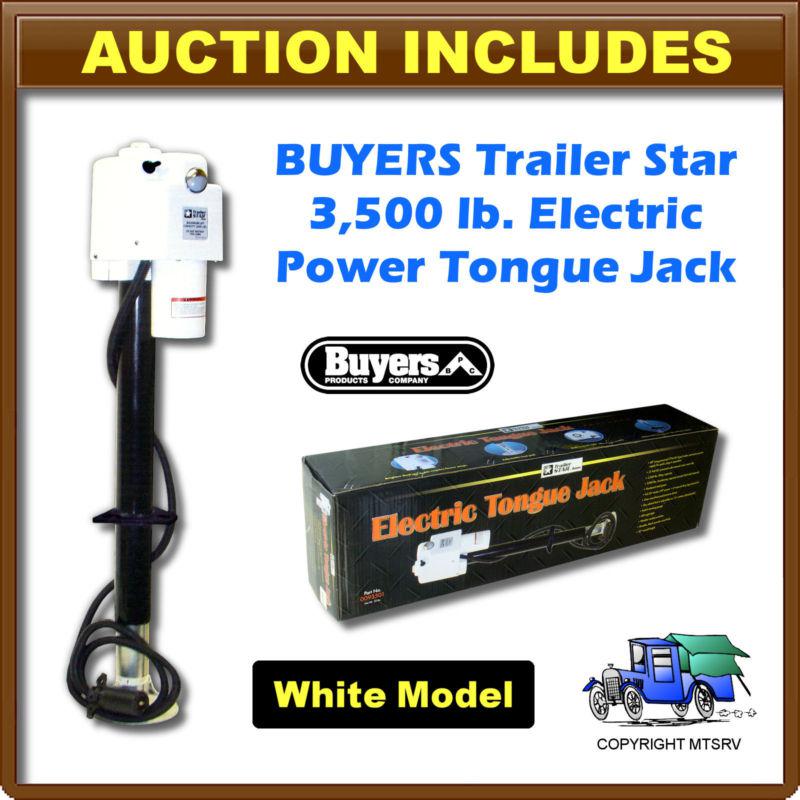Buyers white 3500 lb. electric power trailer camper tongue jack w/ 7-way plug ac