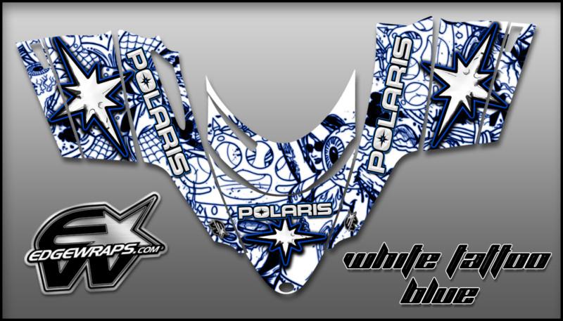 Polaris dragon,shift,rmk, i.q,switchback graphics kit - white tattoo blue
