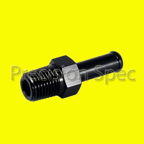 1/4" npt male to 3/8" (10mm) straight hose barb black aluminium fitting adapter