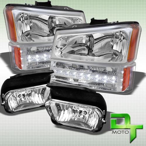 03-06 avalanche silverado crystal chrome headlights + bumper lamps + fog lights