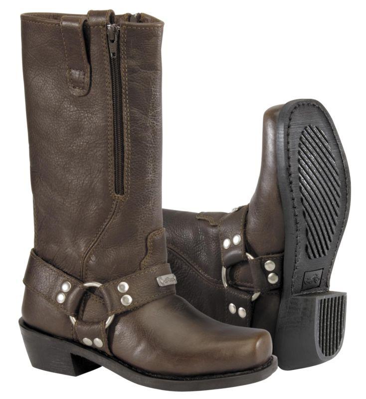 River road square toe zipper womens harness boots brown 7.5