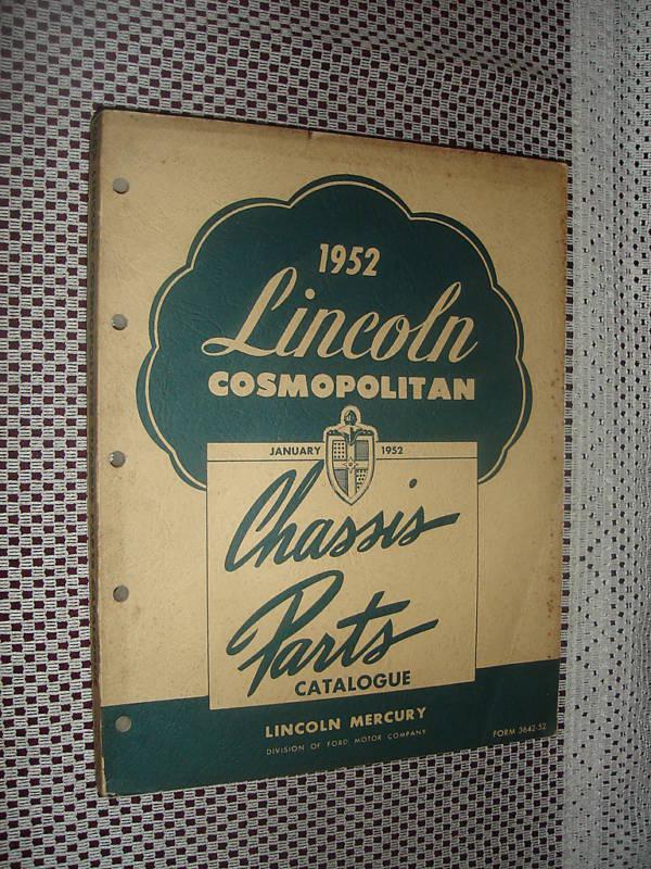 1952 lincoln parts catalog original rare book cosmopol