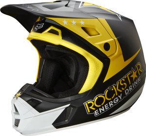 Fox racing v2 rockstar 2014 mx/offroad helmet black/white/matte finish