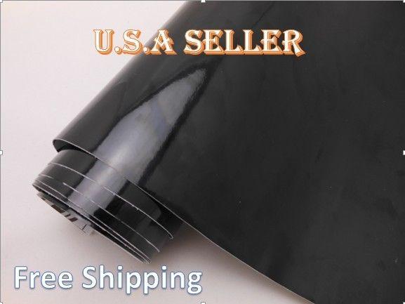 36"x60" glossy black vinyl wrap sticker decal sheet w/ bubble air release
