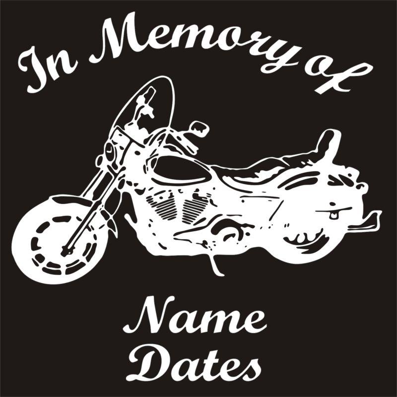 In memory of harley fatboy indian motorcycle vinyl decal window sticker qty 4