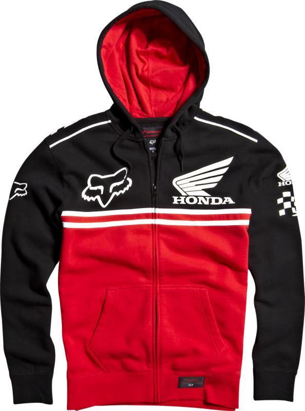 Fox racing honda race zip up fleece black red hoody hoodie 2014
