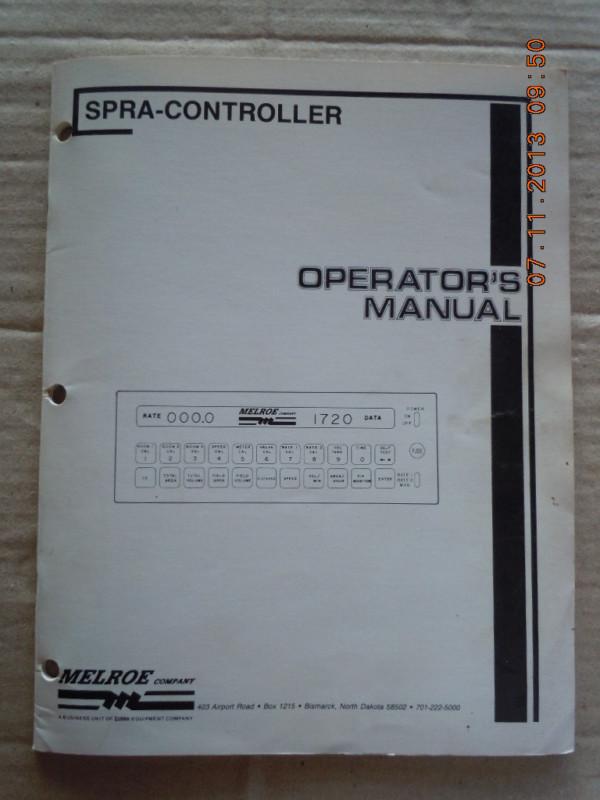 Spra-controller operator's manual melroe spra-coupe crop sprayer 6629515 (3-92)