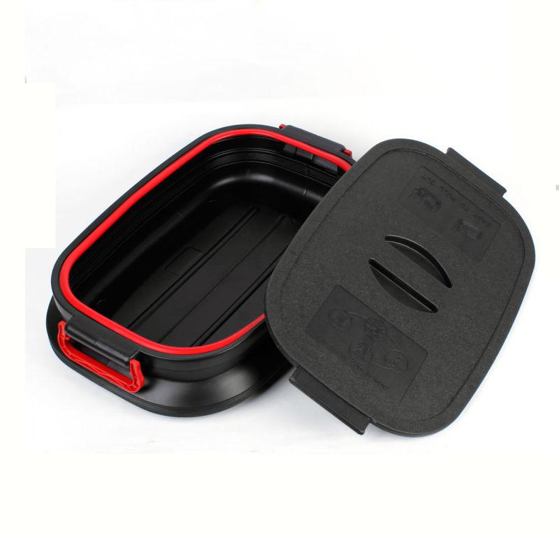 Black plastic portable boot containzer organizer for car trunk