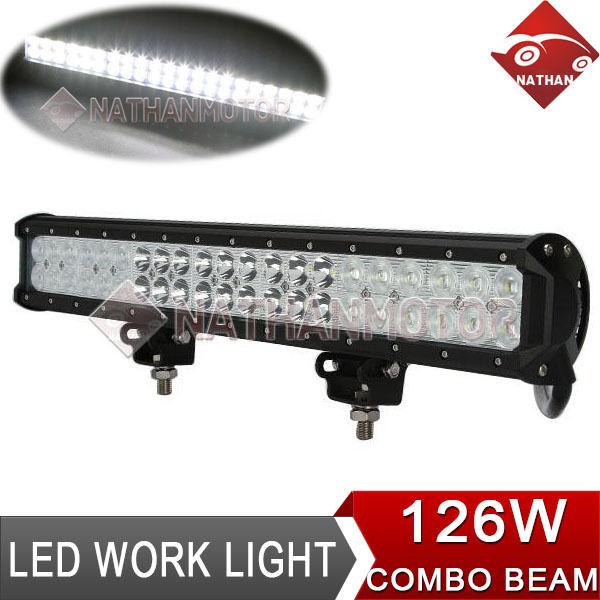 126w led cree offroad  work light bar spot flood combo beam car van pickup lamp
