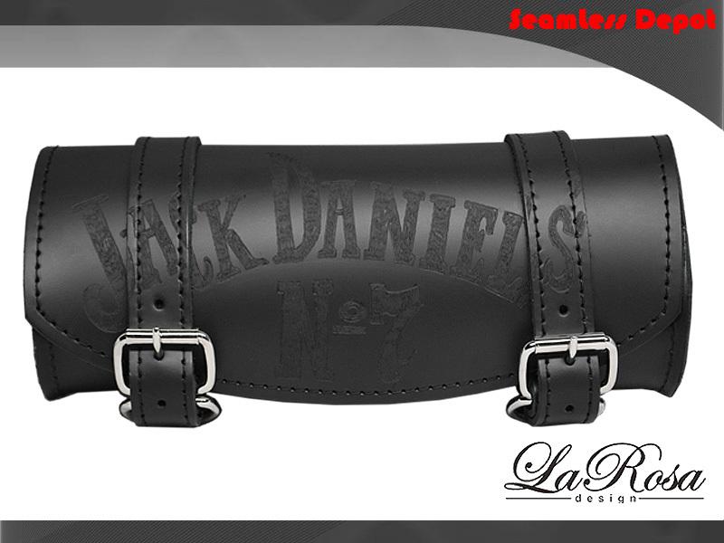 12" larosa black leather jack daniel harley softail dyna glide fork tool bag 