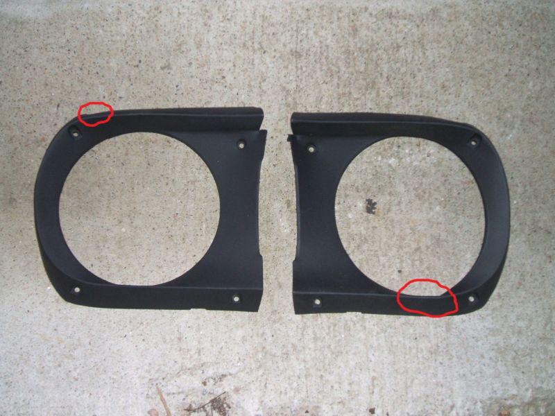 1964 ford mustang front headlight bezel endcaps pair sandblasted and primed