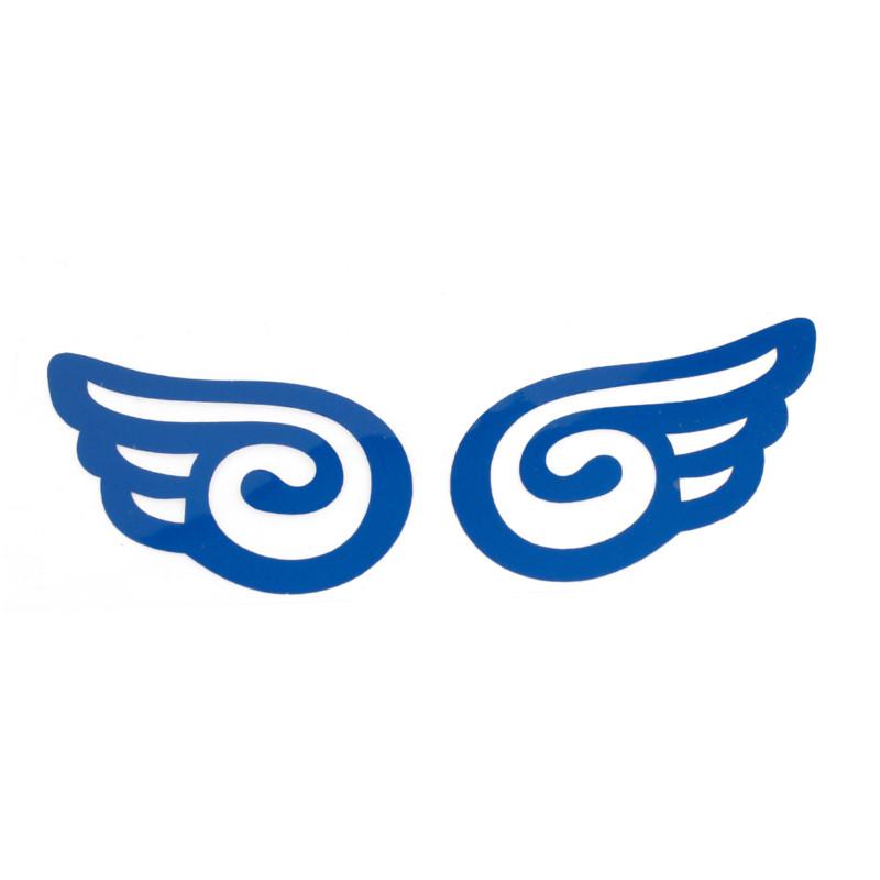 Pair blue angel wings shaped adhesive decal sticker for car vehicle