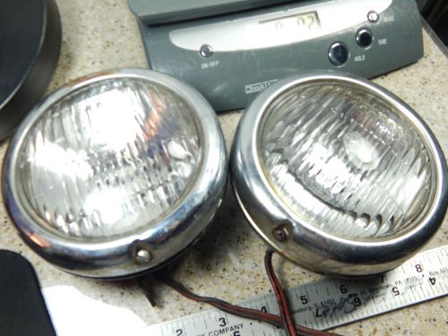 For parts or repair untested 2- vintage 5in painted chrome spotlights