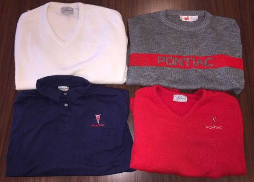 Vintage lot of 4 collectible pontiac sweaters &amp; t shirt red white blue