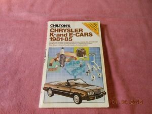 Chilton&#039;s k and e cars 1981 – 85 repair &amp; tune- up guide